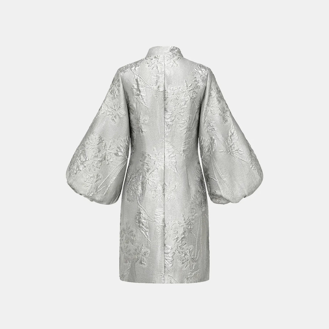 “Imperial Garden Gala“ Italian Jacquard Chinese Style Dress — Silver