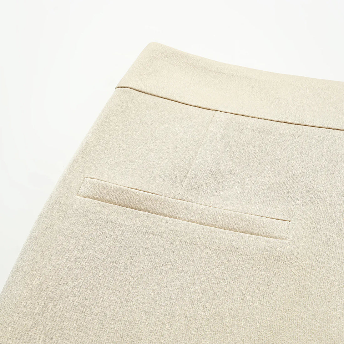 "Speak Sleek." Acetate flared pants—Champagne