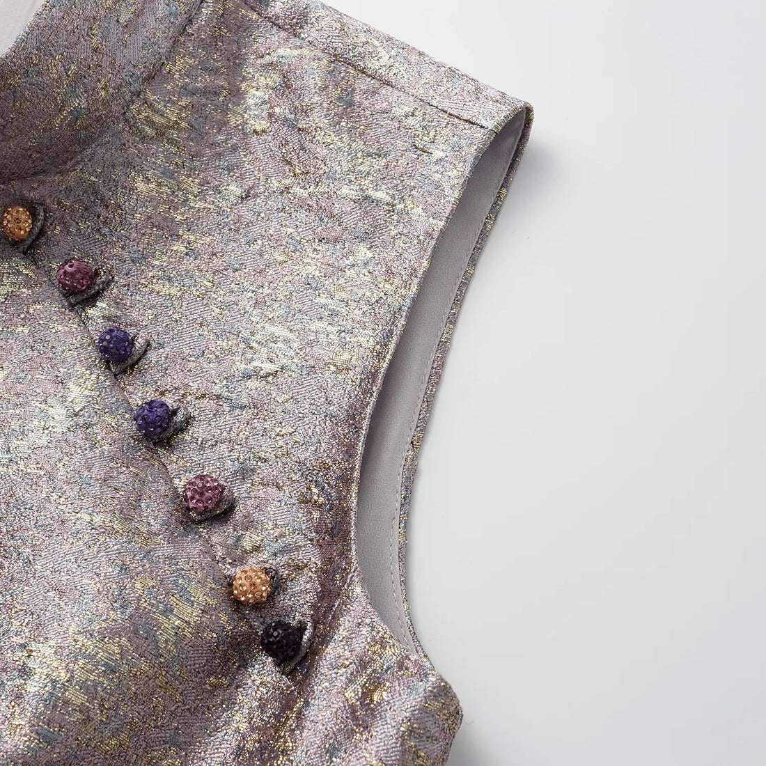 "Imperial Garden Gala" Italian-made jacquard fabric new Chinese style long dress - Wisteria around green