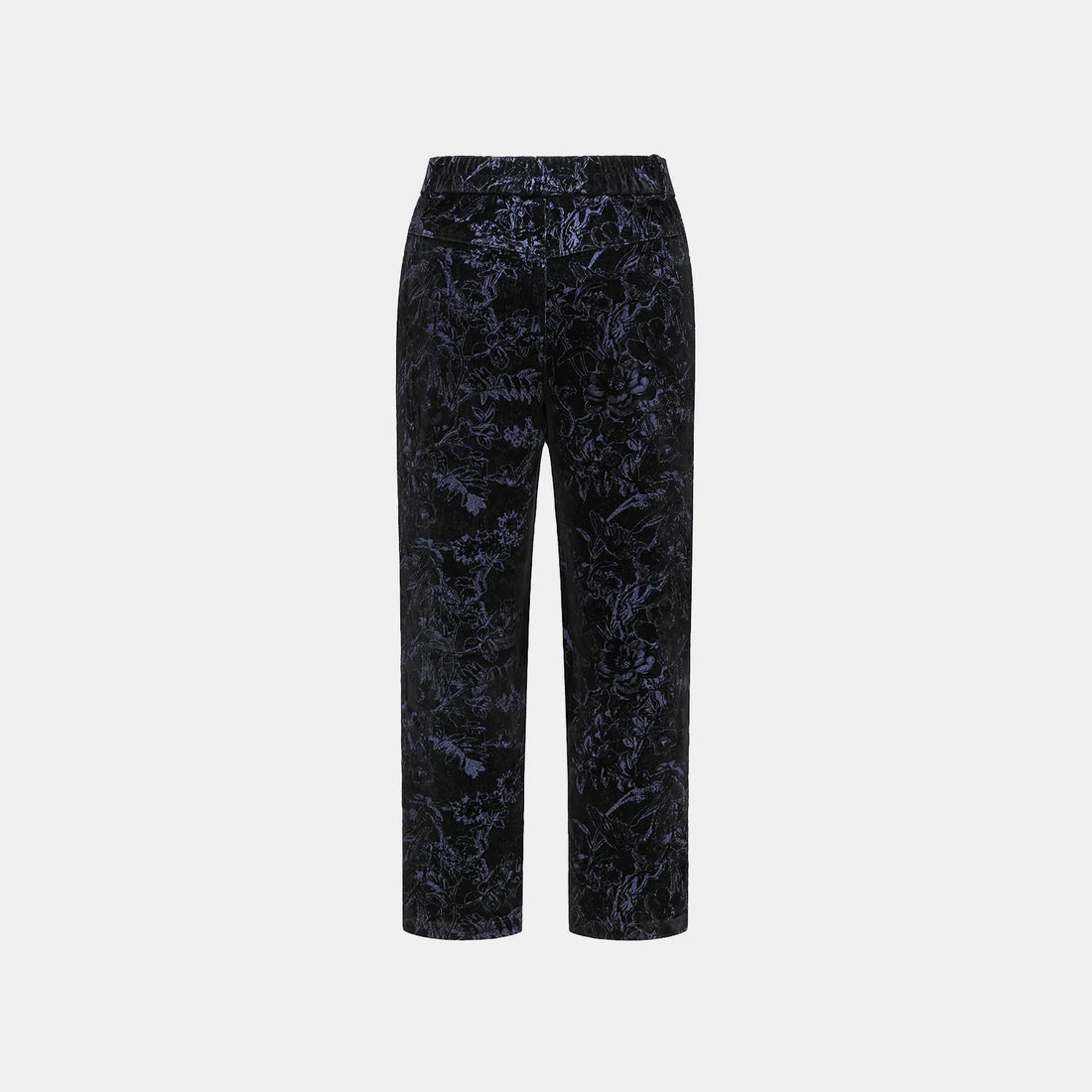 "Lazily in the Spring" Dark Velvet Jacquard Denim Cropped Pants