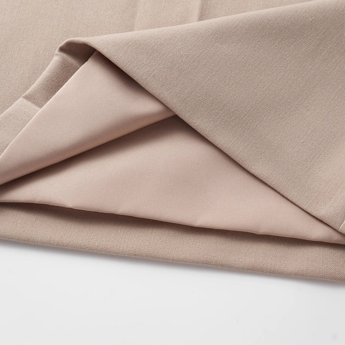 "Speak Sleek." Italian textured fabric three-dimensional tailored wide-leg pants—Taupe
