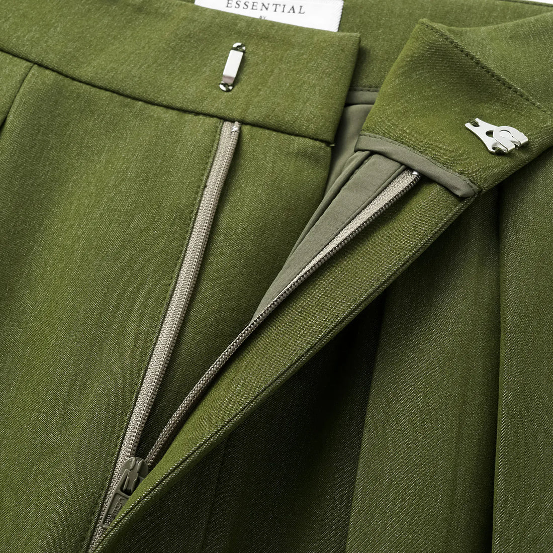 "Speak Sleek." Italian textured fabric three-dimensional tailored wide-leg pants—Amber Garden