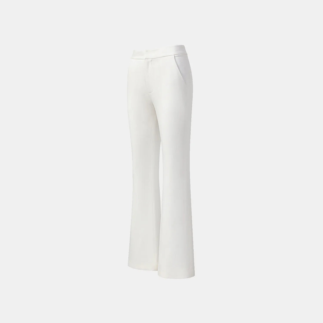 "Speak Sleek." Acetate flared pants—White