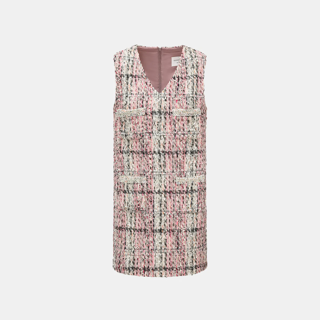 "Brunch at Ritz" Tweed V-neck dress—Ispahan