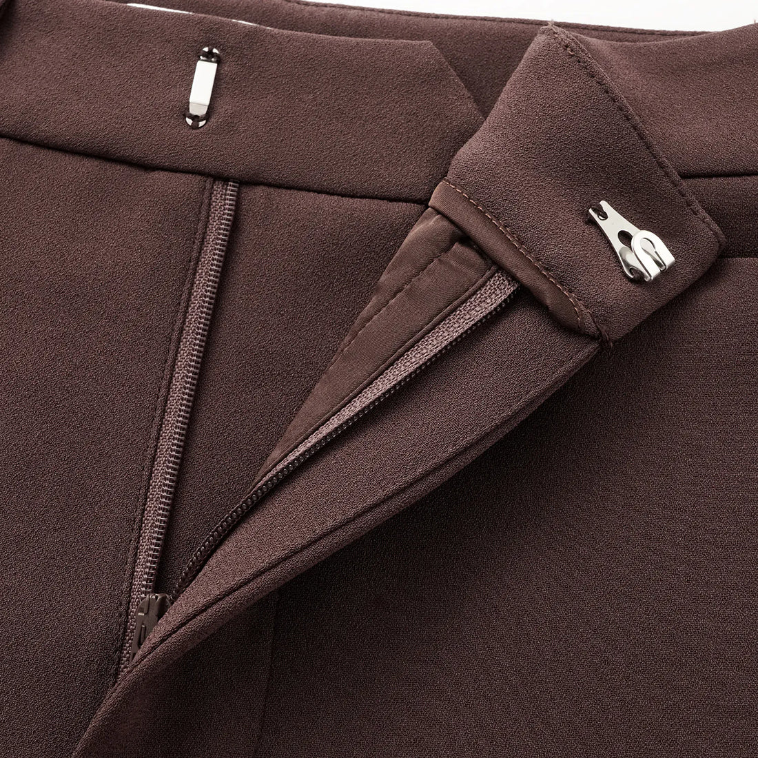 “Speak Sleek.” Anti-wrinkle Acetate Cropped Pants—Suede Brown