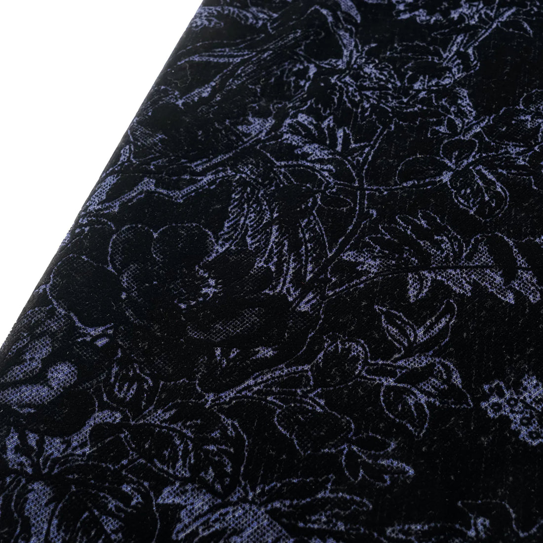 "Lazily in the Spring" Dark Velvet Jacquard Denim Flared Pants