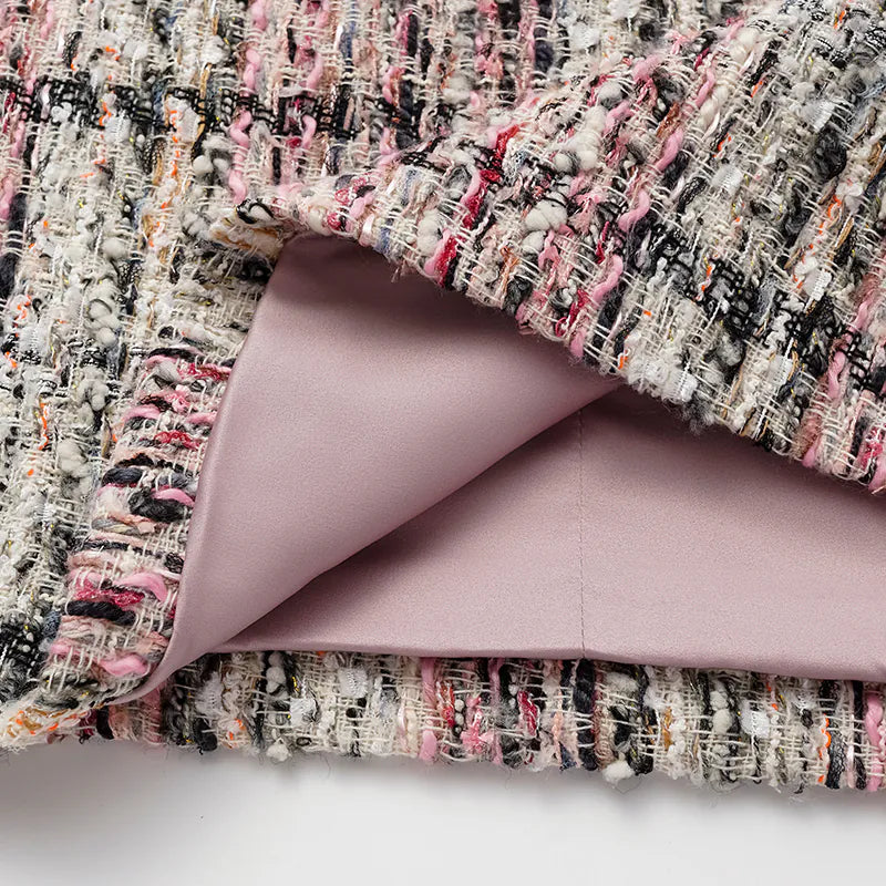 "Brunch at Ritz" Tweed V-neck dress—Ispahan