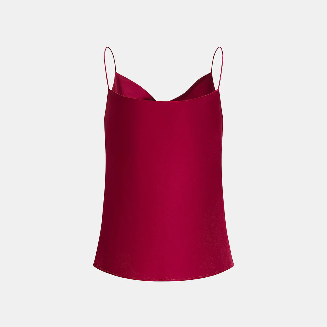 "Summer Diary" Acetate Swing Neck Spaghetti Strap Tank Top - Rose Red