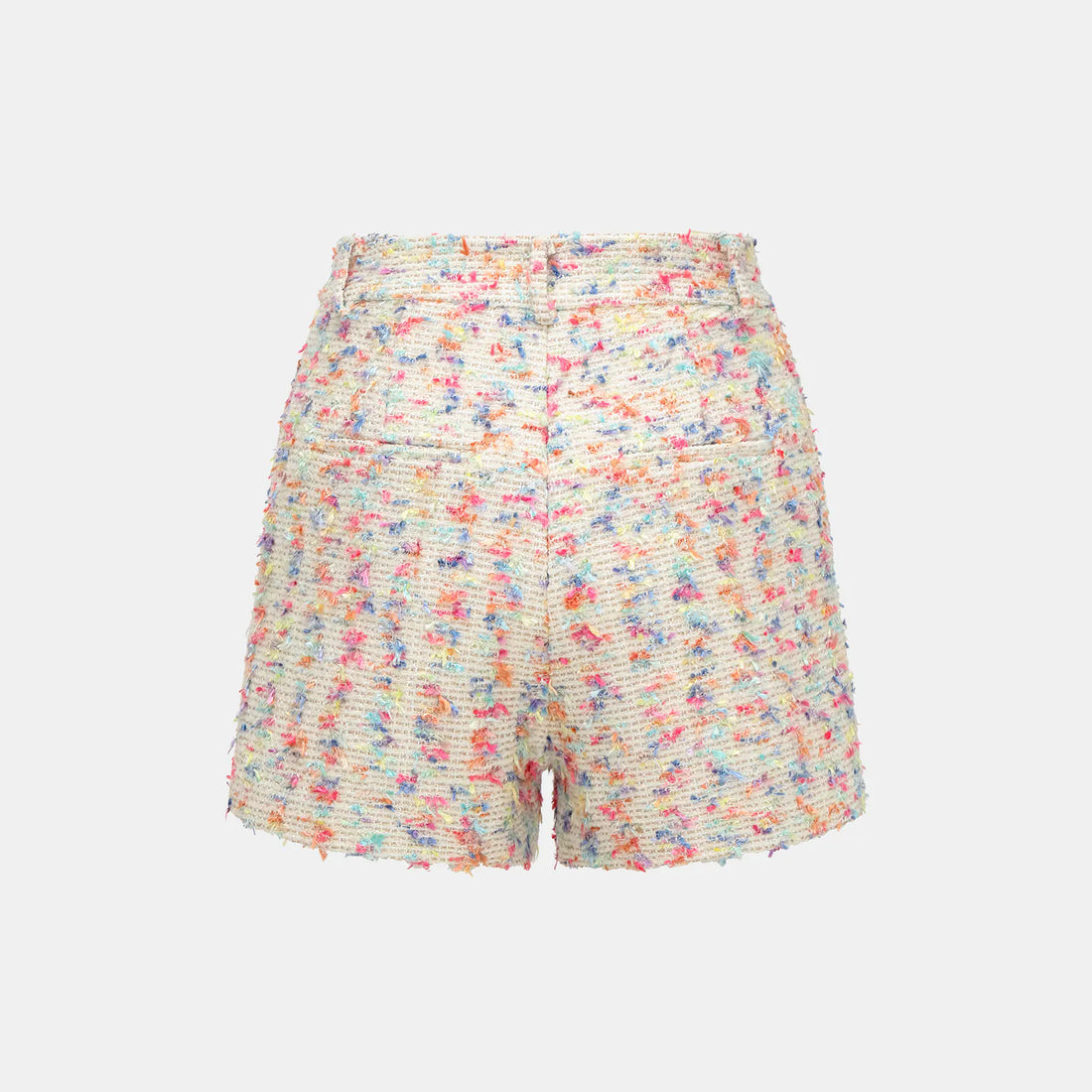 "Tokyo Hours" Tweed Casual Large Lapel Shorts - White and Multicolor