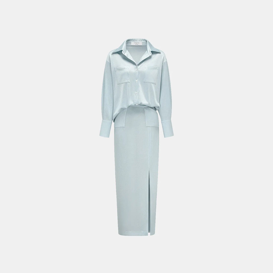 'Easy Go Chic' Acetate Oversized Shirt - Light Blue