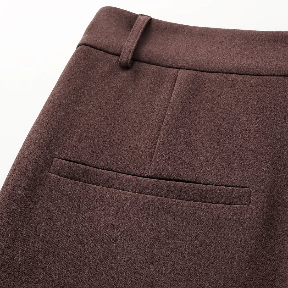“Speak Sleek.” Anti-wrinkle Acetate Cropped Pants—Suede Brown