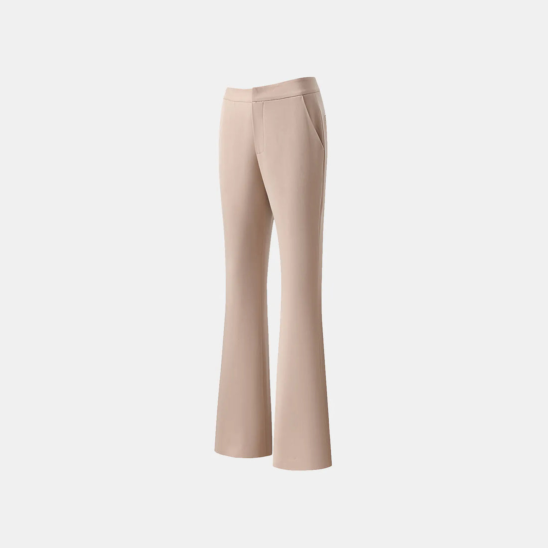 "Speak Sleek." Italian textured fabric flared pants - Taupe