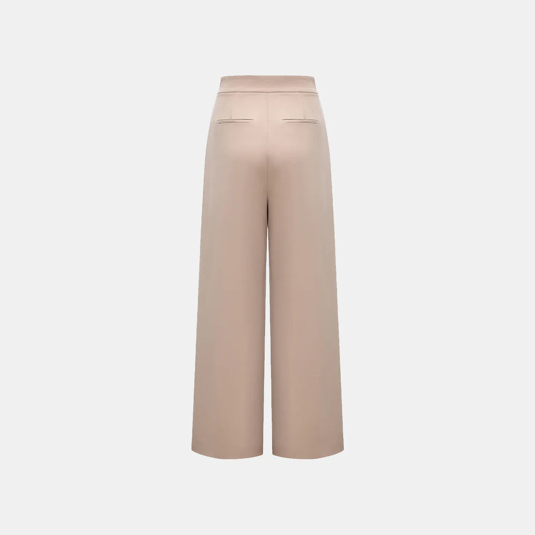 "Speak Sleek." Italian textured fabric three-dimensional tailored wide-leg pants—Taupe