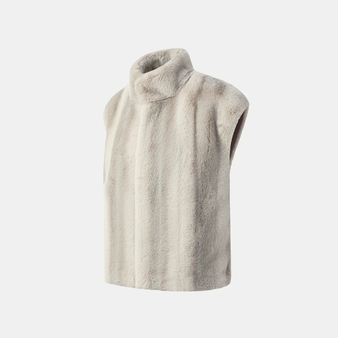 "Winter Diary" technical fur Chinese style vest jacket - silver blue gray
