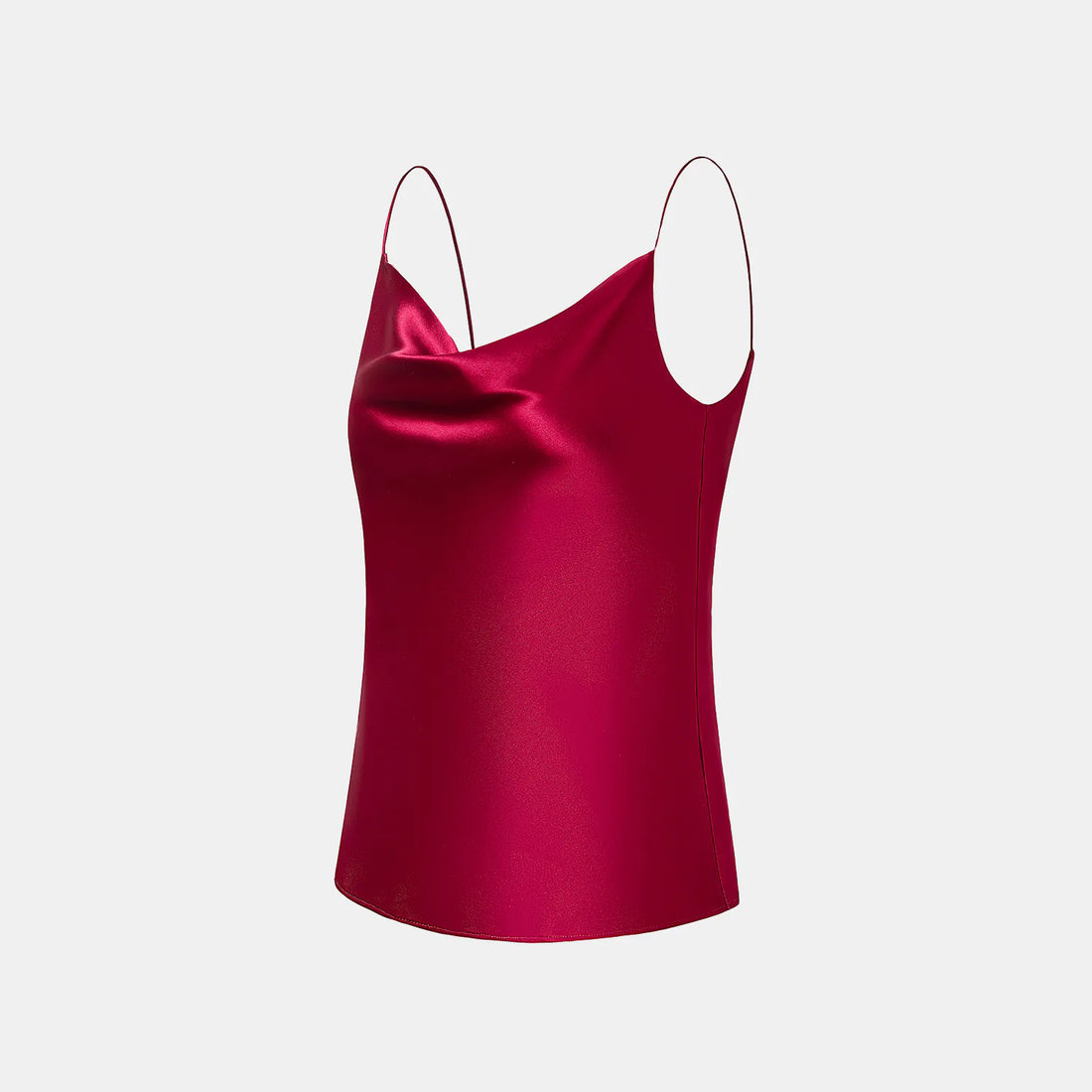 "Summer Diary" Acetate Swing Neck Spaghetti Strap Tank Top - Rose Red