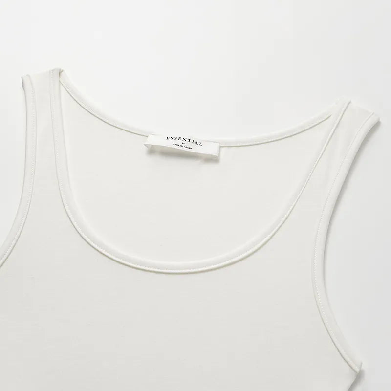 "Exquisite Everyday" Ultra Soft Modal Vest/Straight Leg Pants Set - White