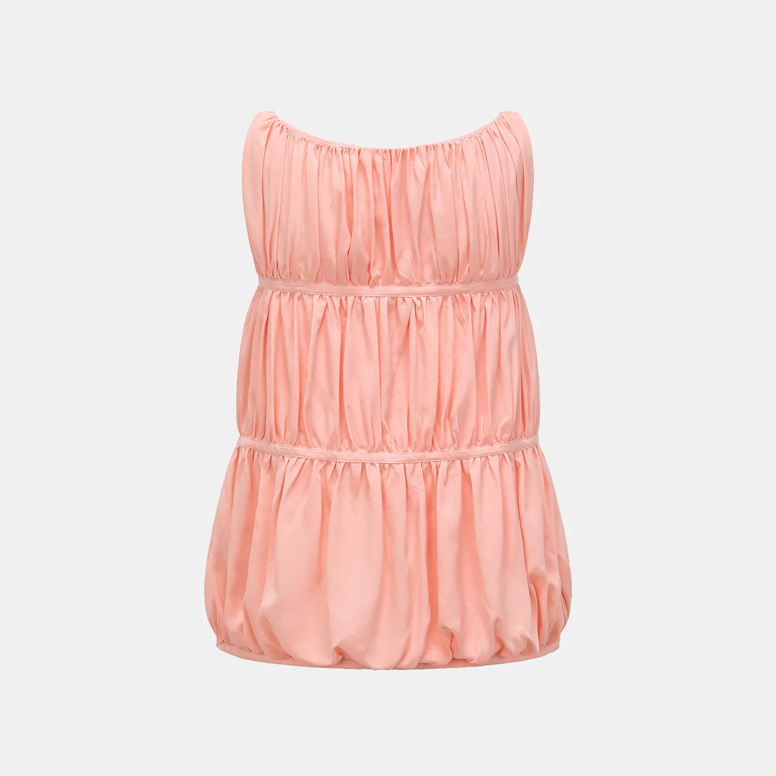 "Brunch at Ritz." Silk Chiffon 3D Shirred Vest - Sunset Gold Powder