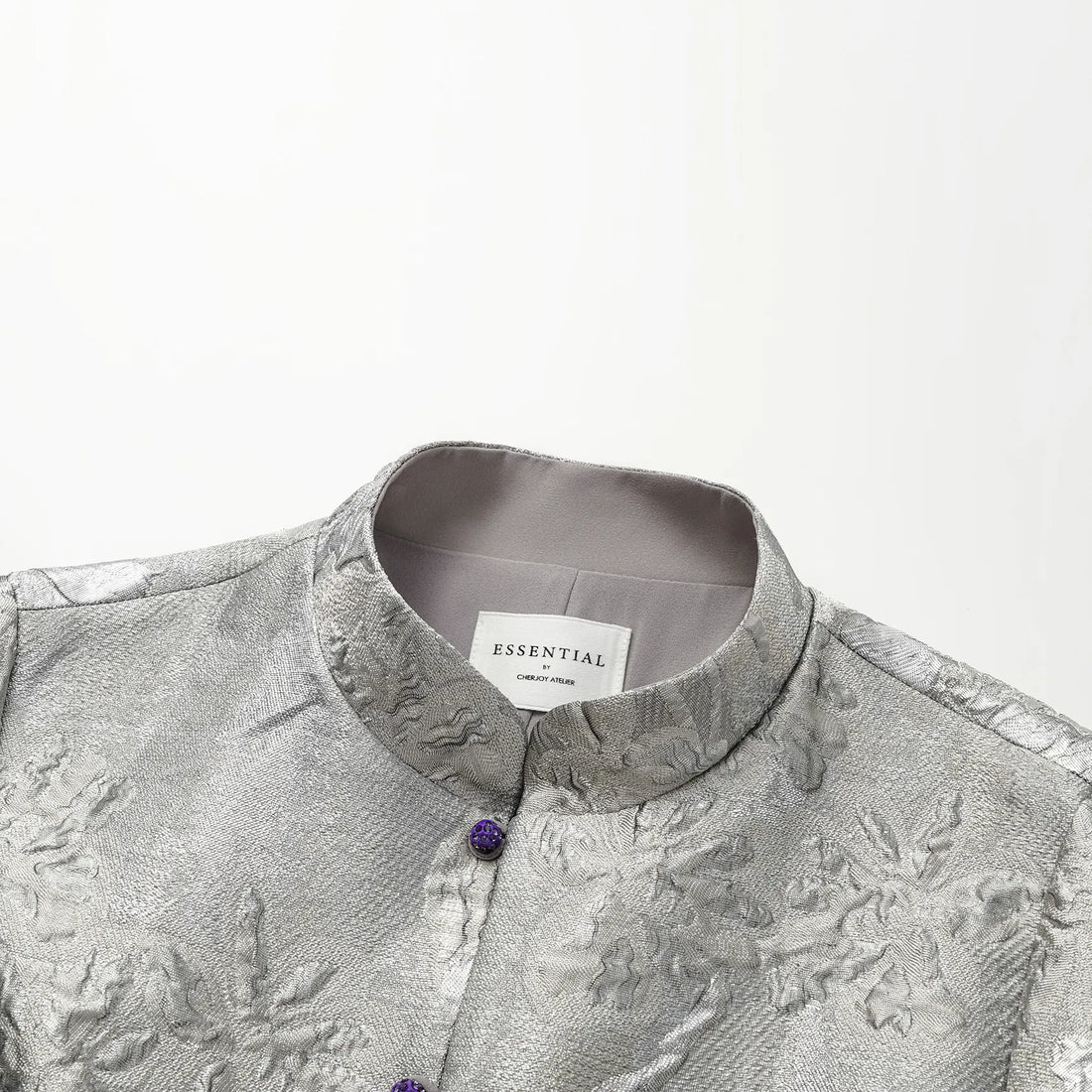 “Imperial Garden Gala“ Italian Jacquard Chinese Style Dress — Silver