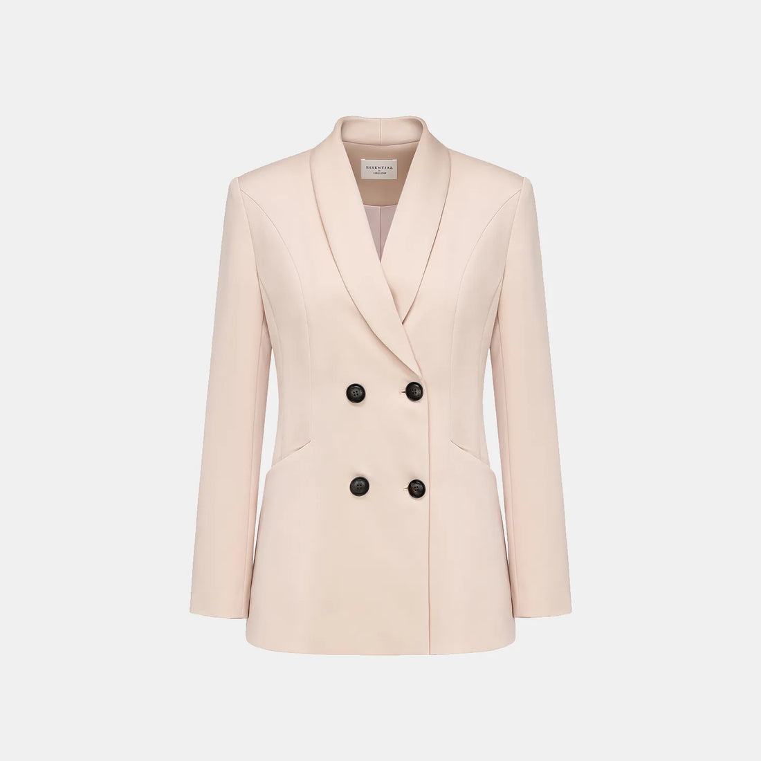 "Speak Sleek." Acetate Double-Breasted Blazer—Pink