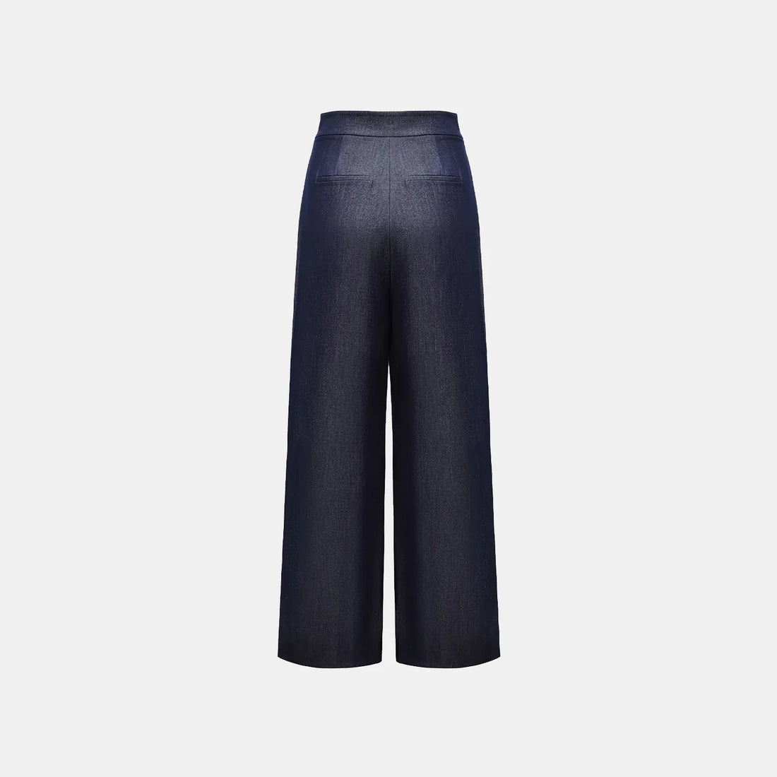"Speak Sleek." Italian textured fabric three-dimensional tailored wide-leg pants—Denim