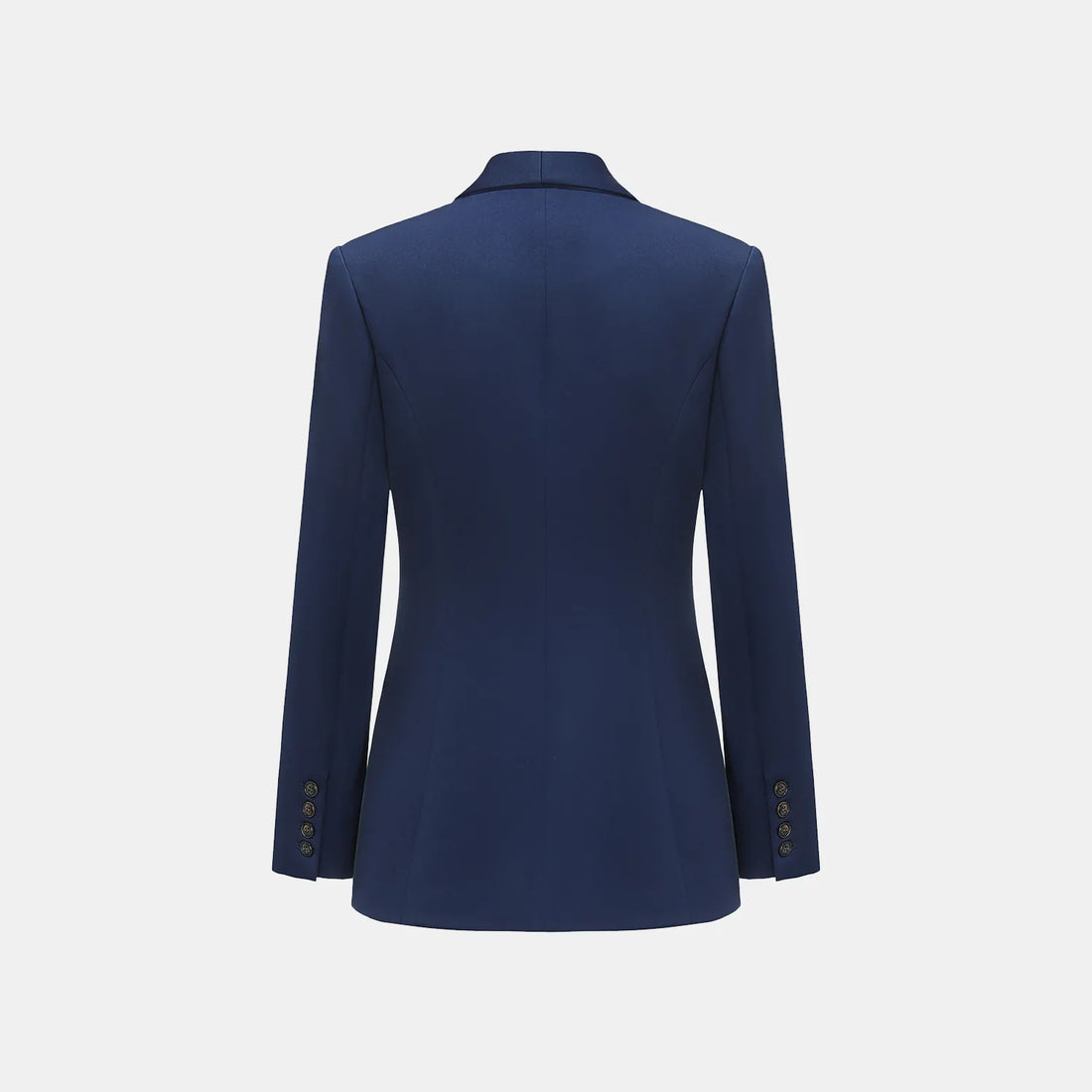"Speak Sleek." Acetate Double-Breasted Blazer—Indigo