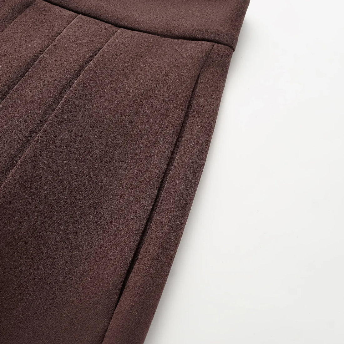 "Speak Sleek." Anti-wrinkle Acetate Special Cut Wide Leg Trousers - Suede Brown