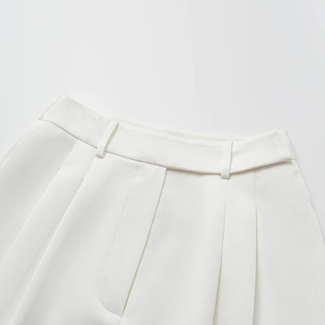 "Speak Sleek." Acetate Shorts—White