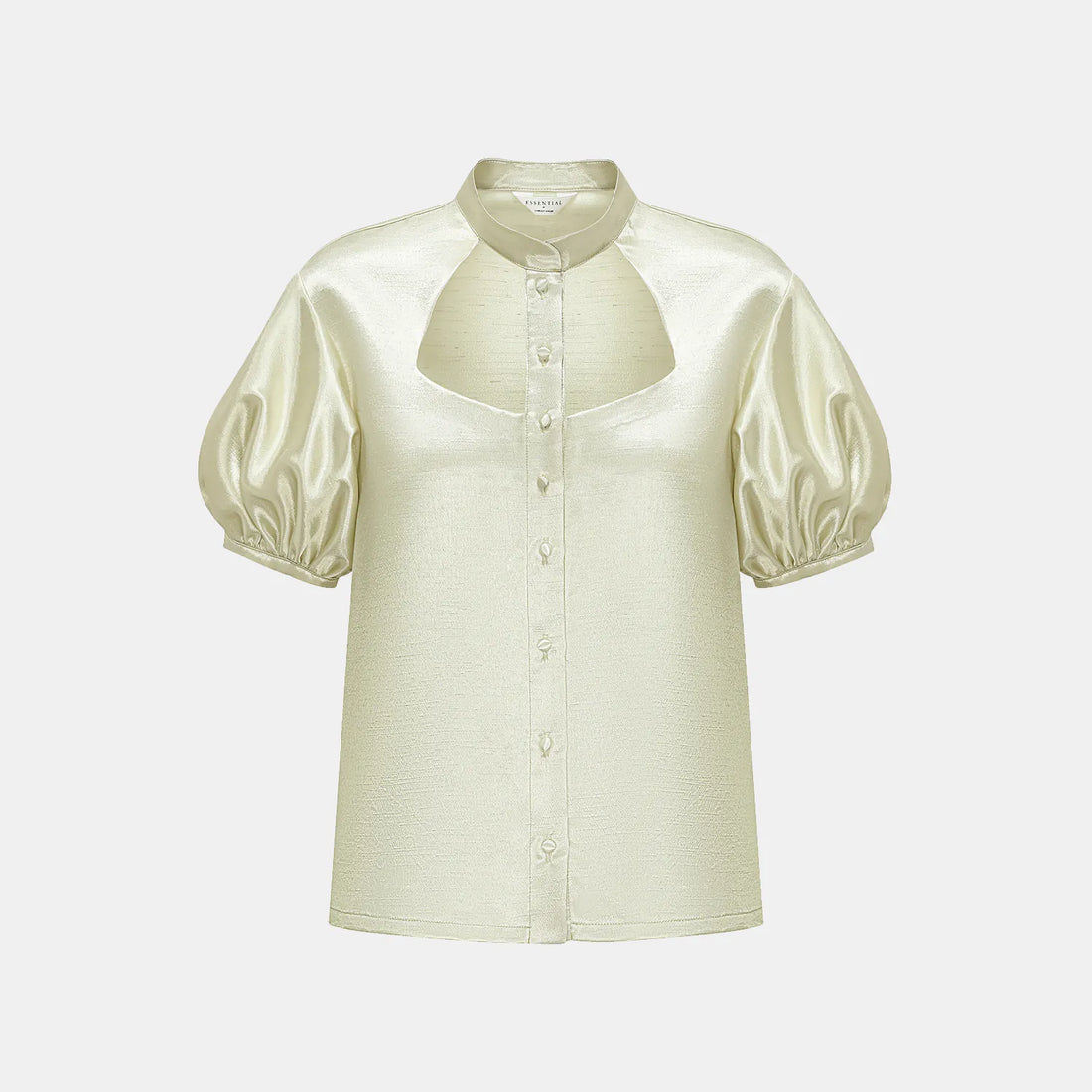 "Sloane Ave glam." Cutout Shirt — Bubble Green (Matte/Satin)