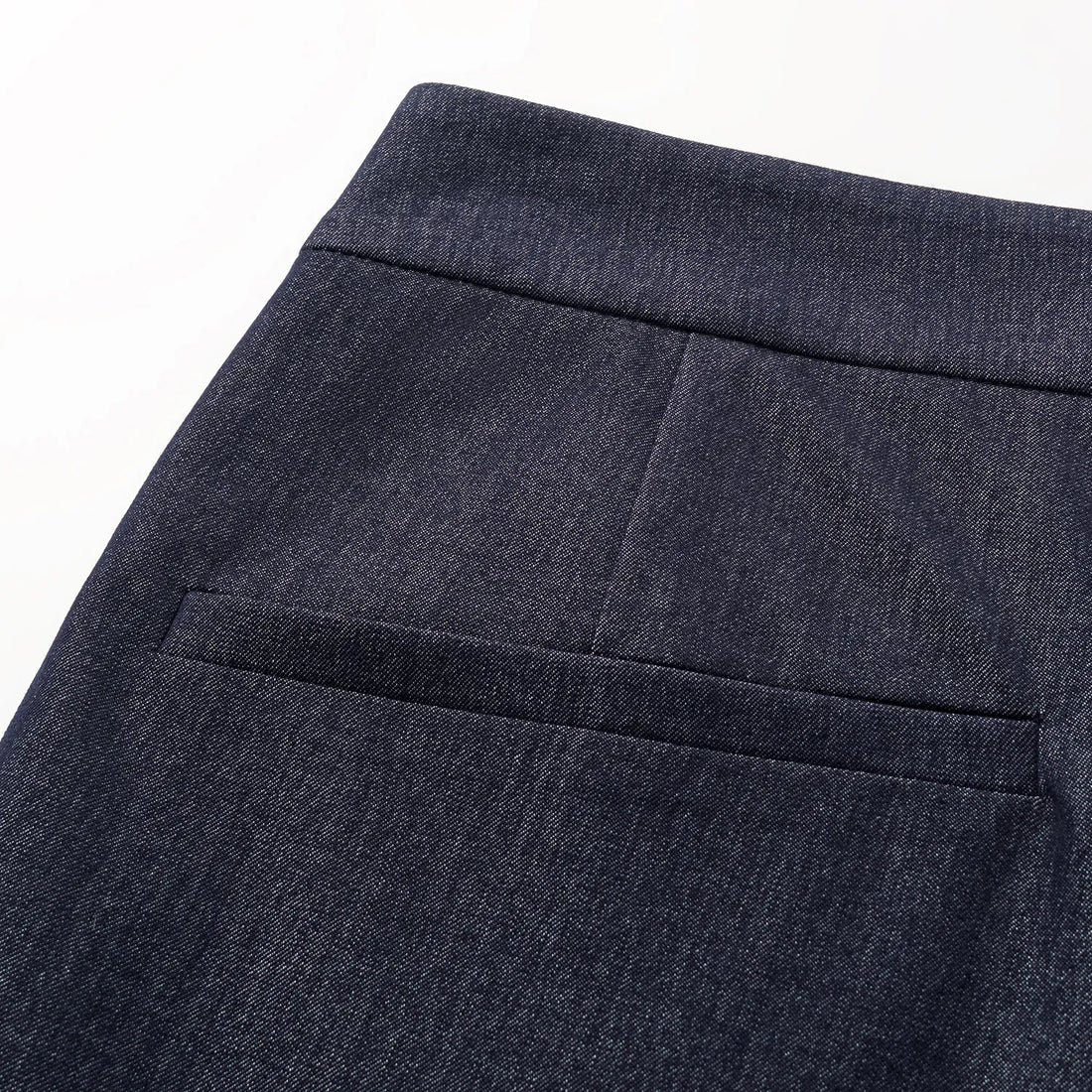 "Speak Sleek." Italian textured fabric flared pants—Denim