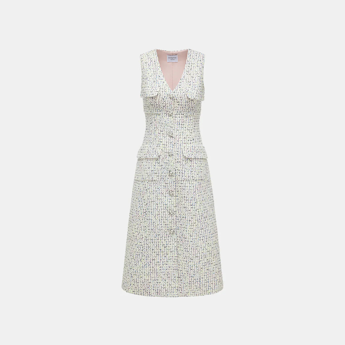 “Brunch at Ritz.” Tweed Long Vest Dress—Lemonade