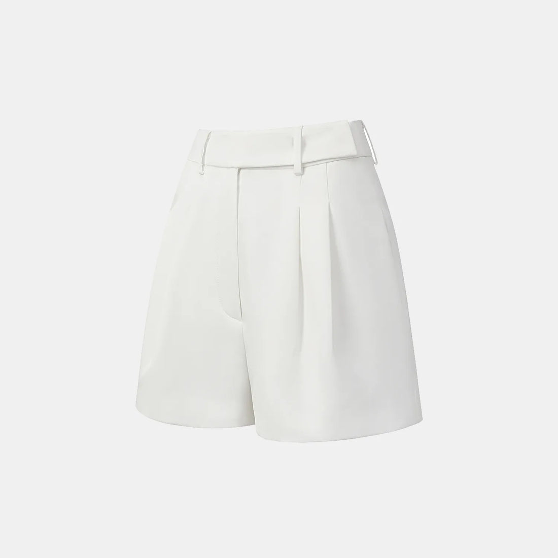 "Speak Sleek." Acetate Shorts—White