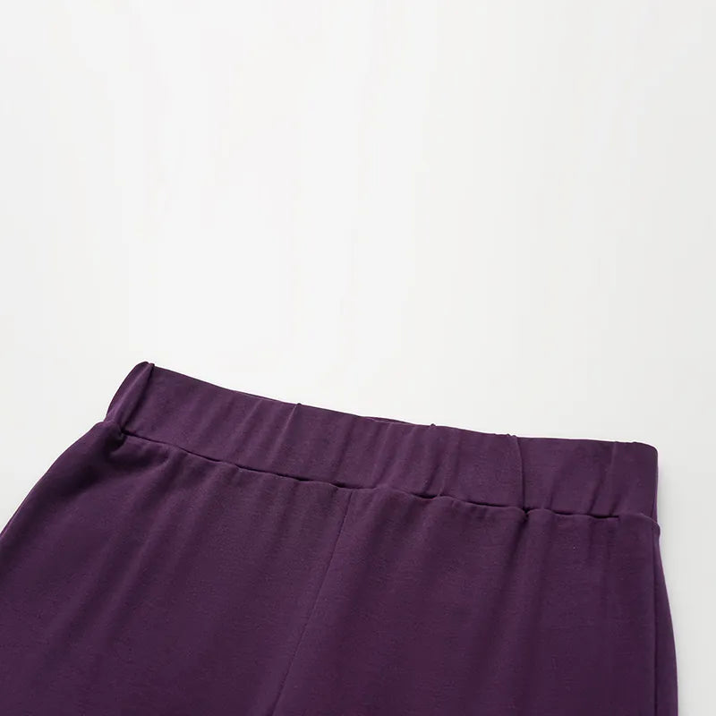 "Exquisite Daily" Ultra-soft Modal Vest/Straight Leg Pants Set - Grape Purple