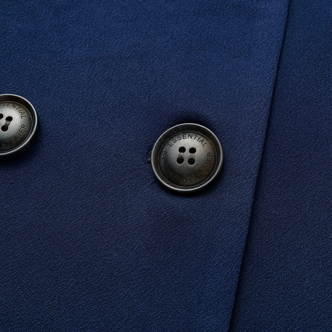 "Speak Sleek." Acetate Double-Breasted Blazer—Indigo