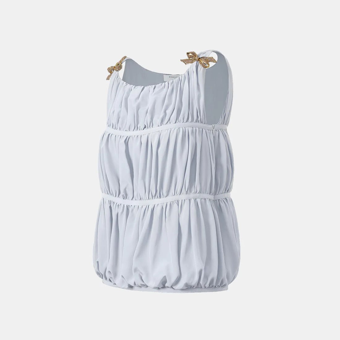 "Brunch at Ritz." Silk Chiffon 3D Shirred Vest — Dusk Purple