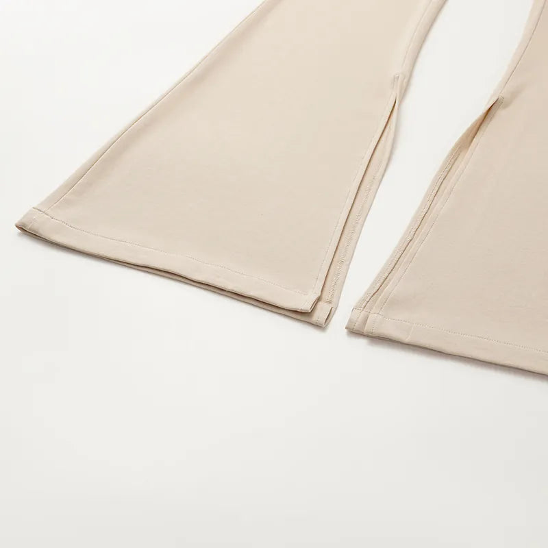 "Exquisite Daily" Ultra Soft Modal Vest/Straight Leg Pants Set - Nude