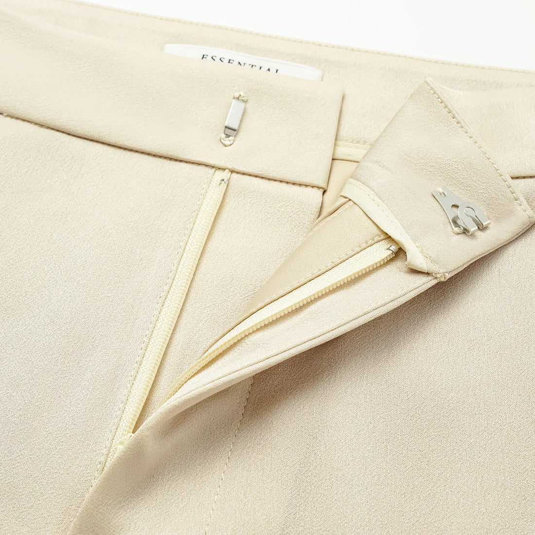 "Speak Sleek." Acetate flared pants—Champagne