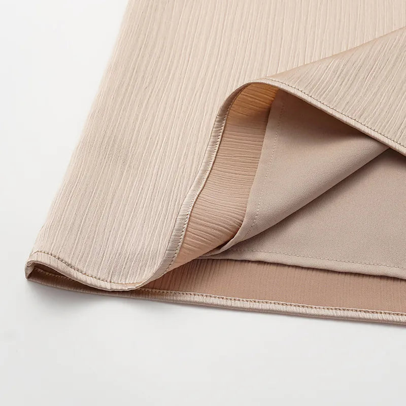 "Easy Go Chic" Korean Pleated Fabric Tank Top — Nude Gold
