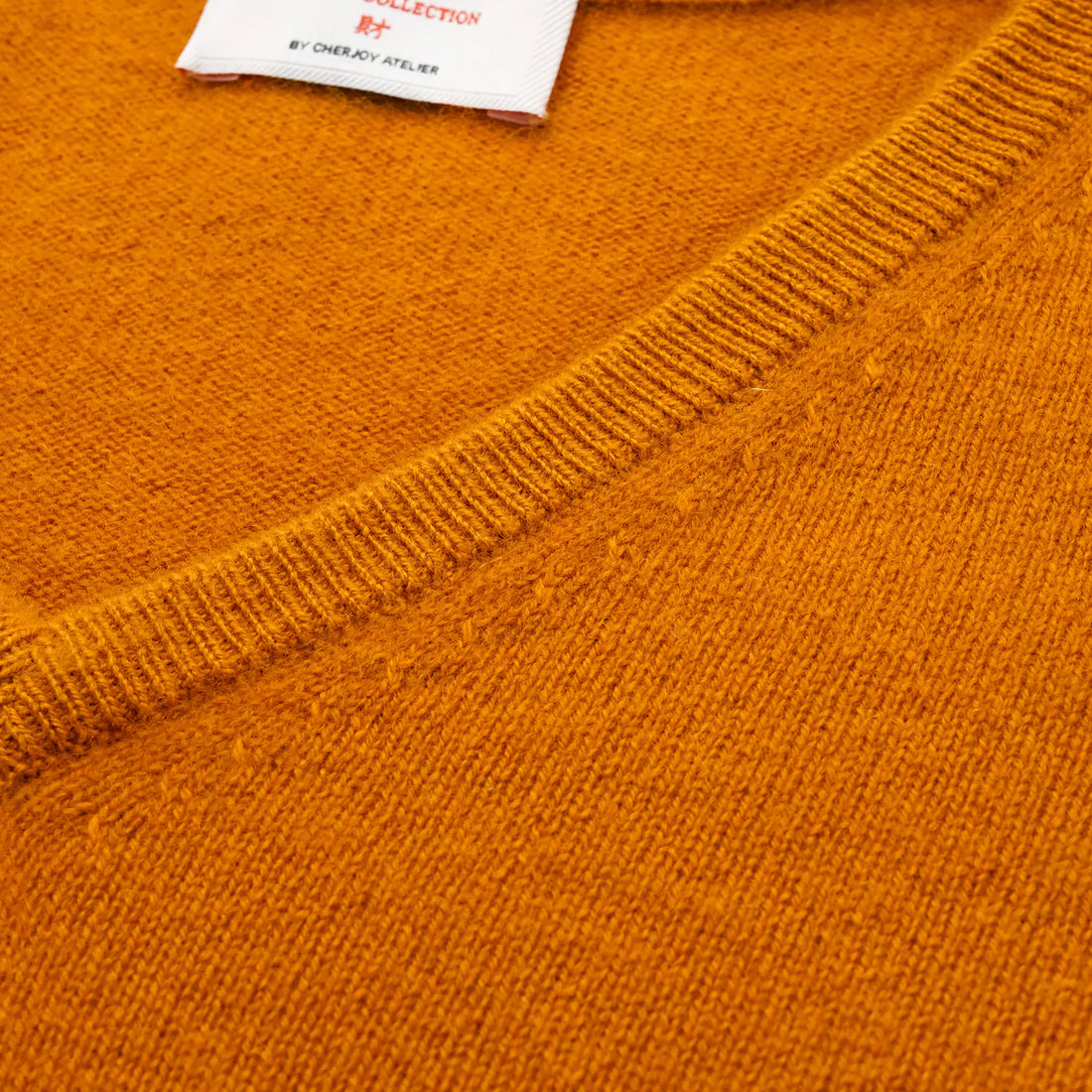 “Cash-In Collection 财“ 100% Baby Cashmere 3/4 Sleeve V-Neck Top (Yarn by Loro Piana) — Pumpkin Orange