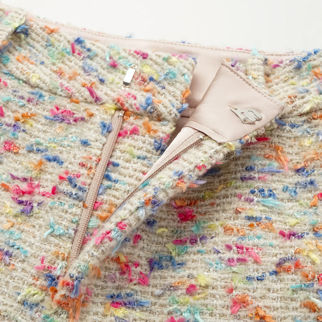 "Tokyo Hours" Tweed Casual Large Lapel Shorts - White and Multicolor