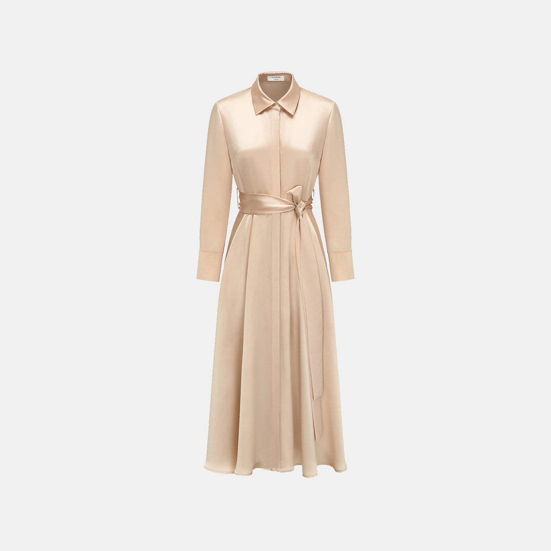 "True Grace." Crystal scale texture acetate shirt dress - nude gold