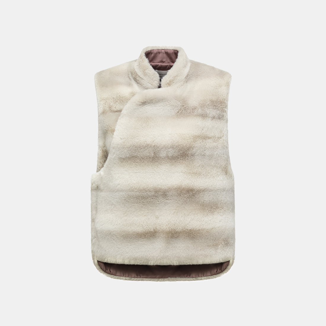 "Imperial Gala" Tech Fur Chinese Style Vest - Platinum Beige