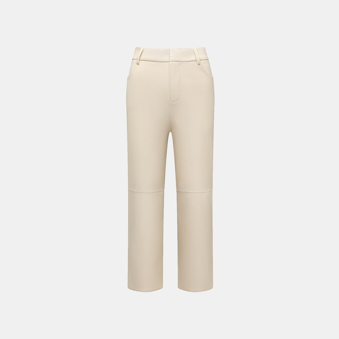 Easy-go Chic” Vegan Leather Cropped Pants—Cream White
