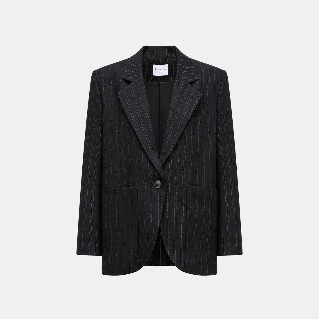 "Speak Sleek." Italian gold weaving vertical oversized suit jacket—Indigo