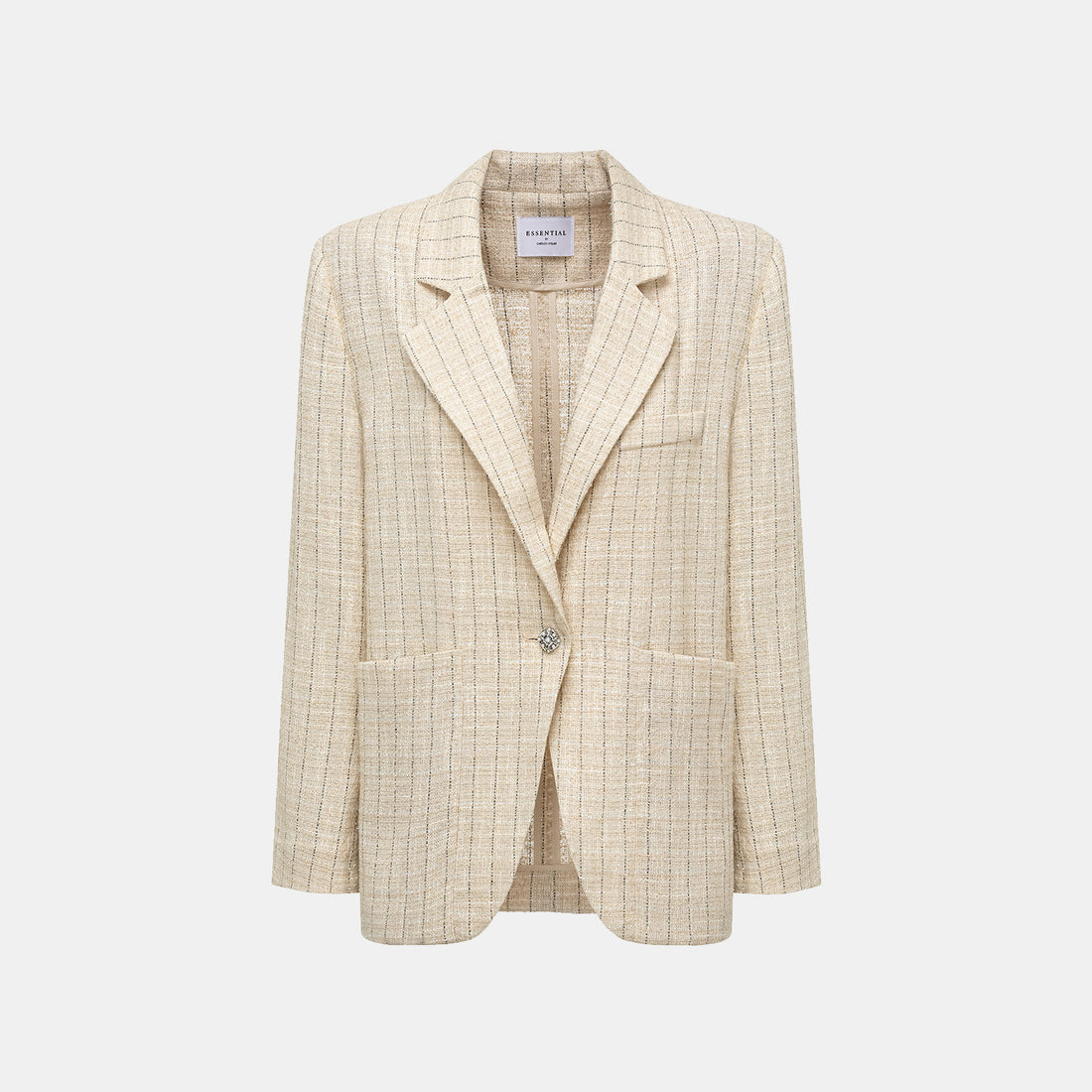 "Westminster Weekdays" lightweight tweed oversized blazer—Vanilla Soufflé