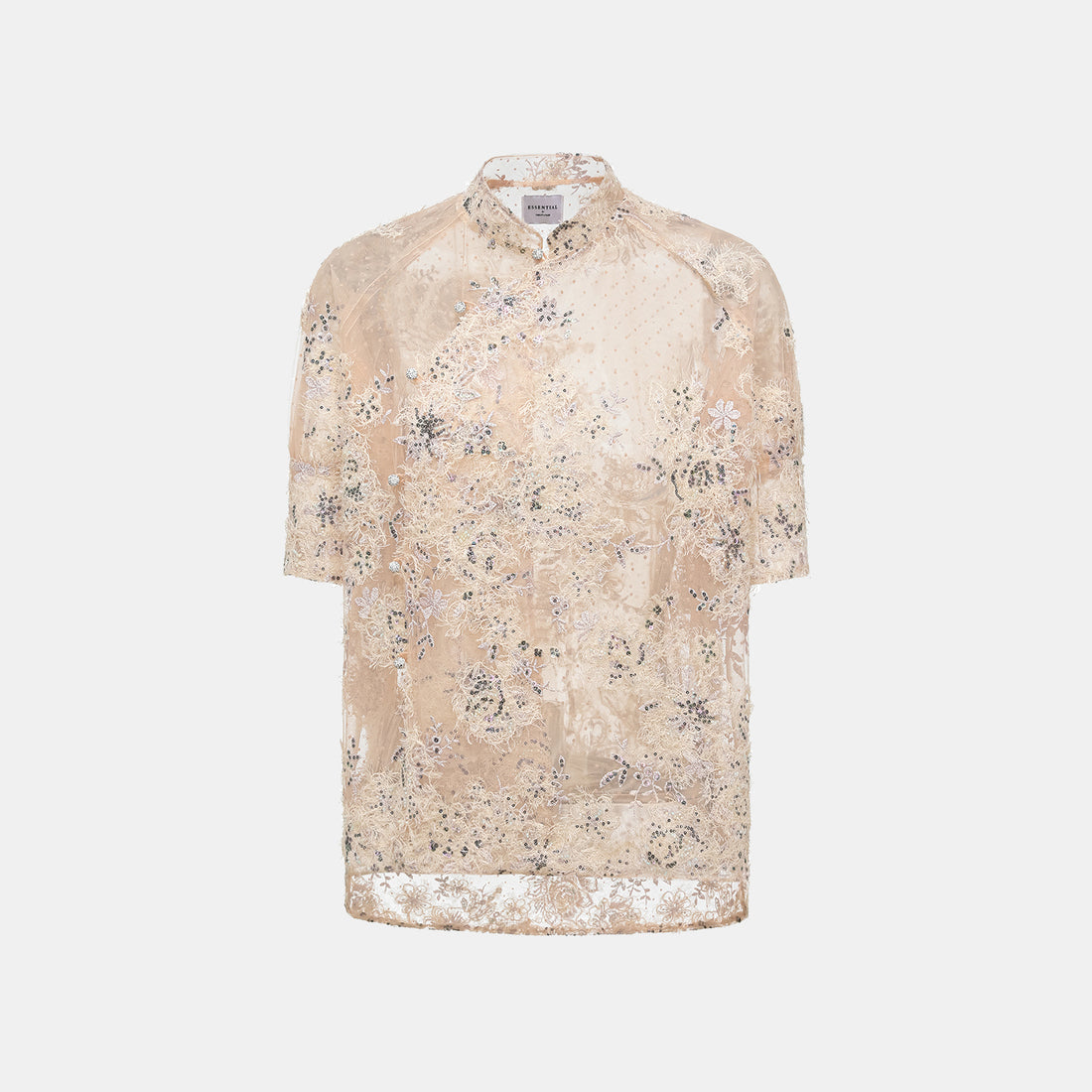 "Imperial Gala." Luxurious lace and beaded Chinese style short-sleeved blouse