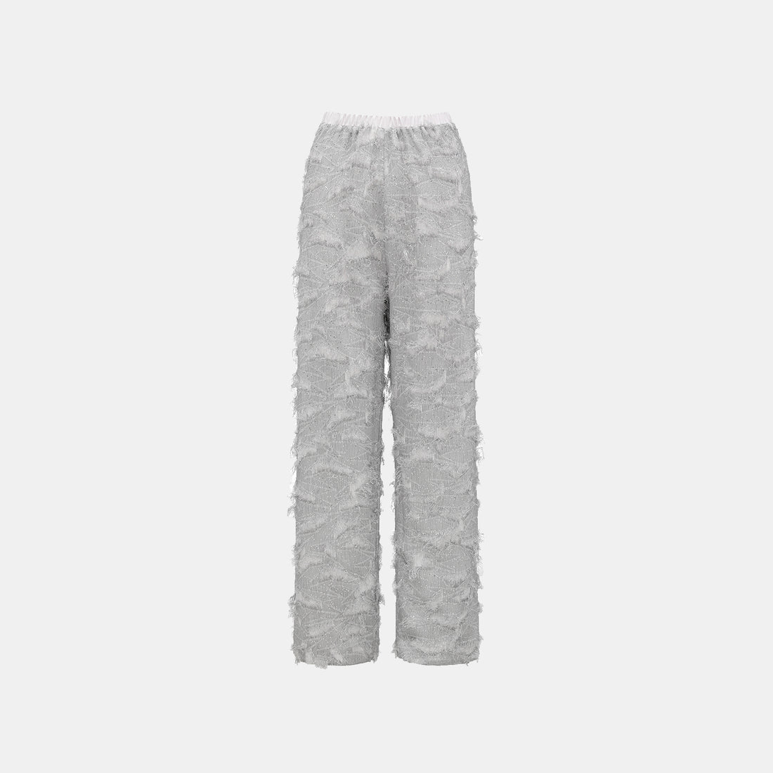 "Imperial Garden Teatime" Italian Feather Embroidery Tassel Craft Wide Leg Pants - Xiyu