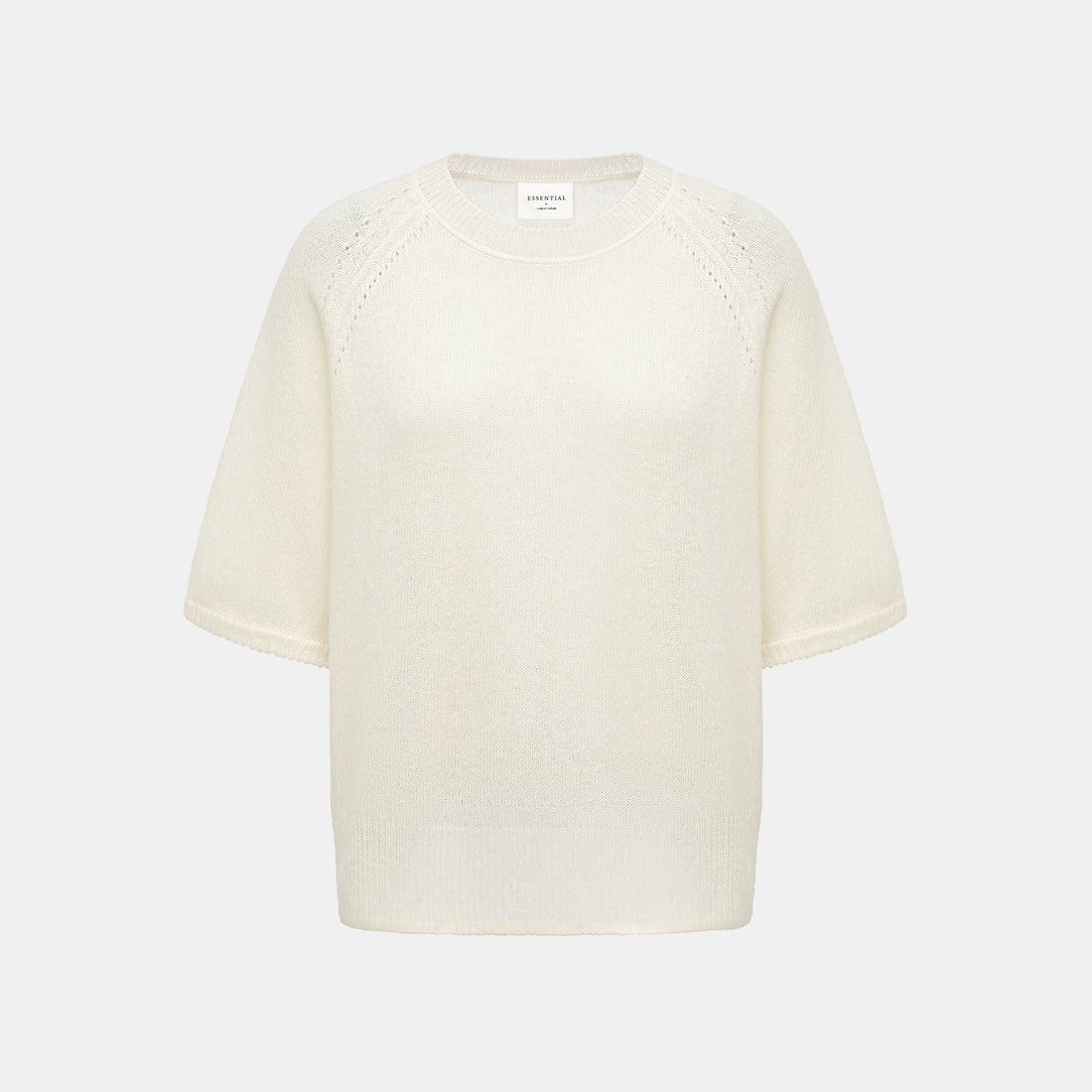 "Autumn Diary" Silk Cashmere Half Sleeve Top—Milk