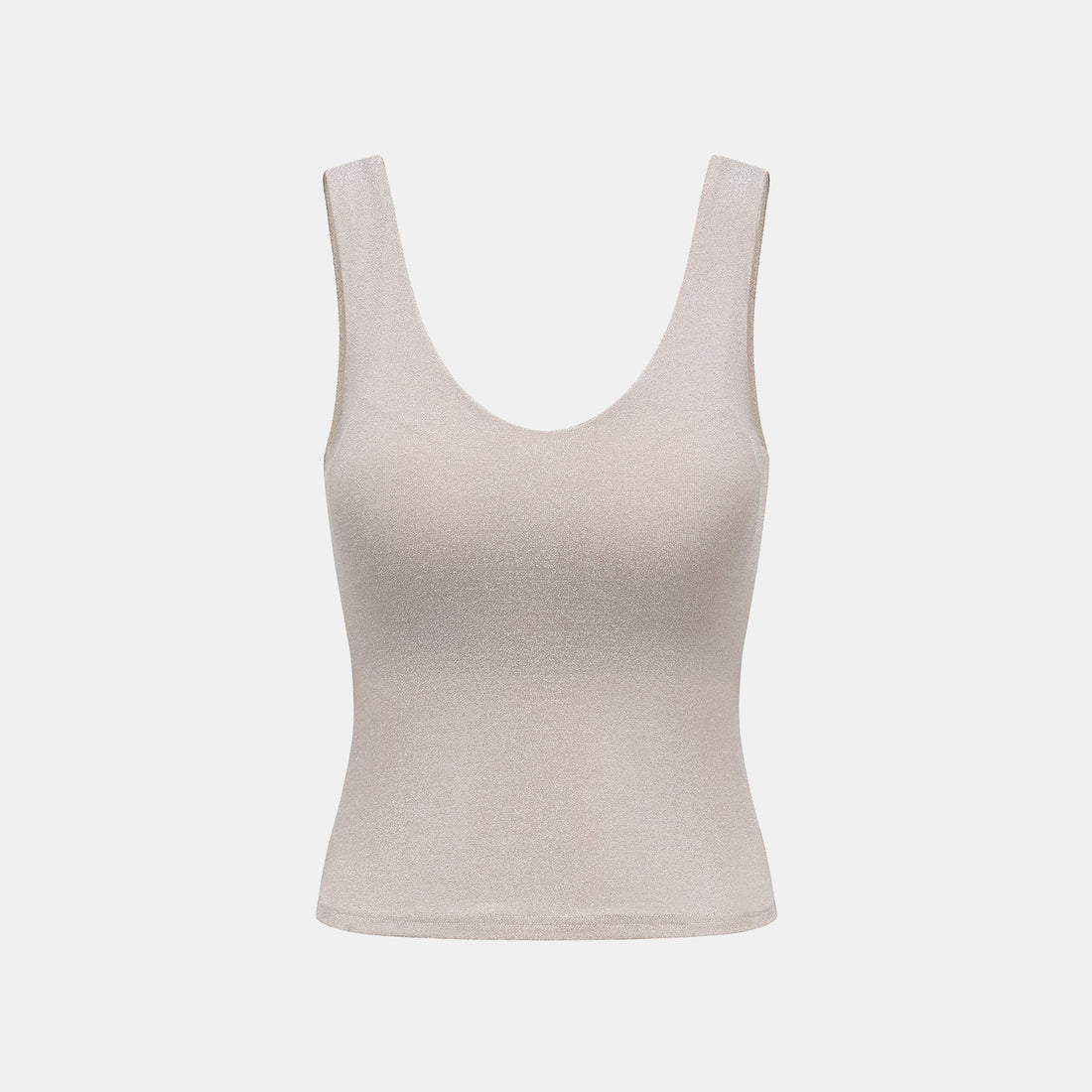 "Easy-go Chic" Silver Weave Elastic Fit V-Neck Tank Top—Pink