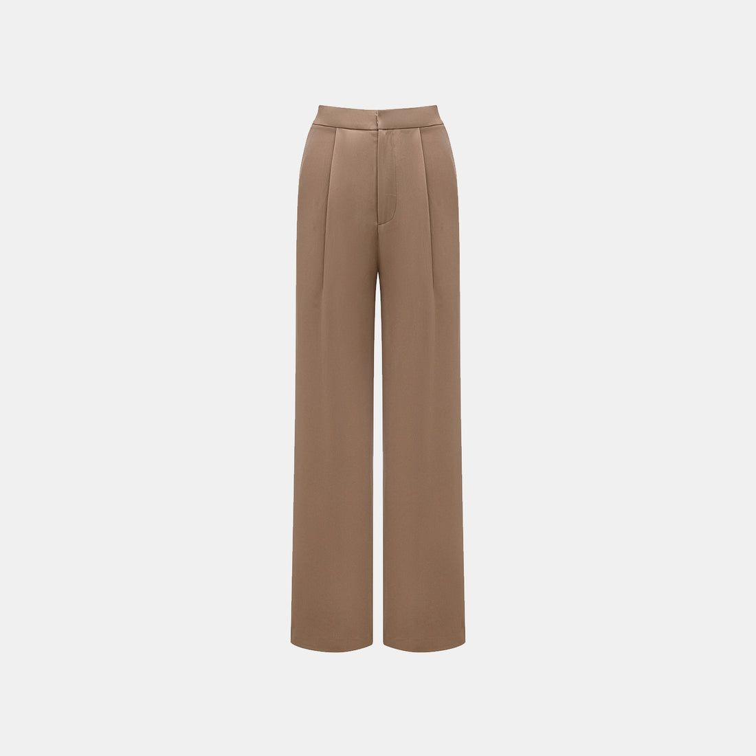 "Easy-go Chic" Textured Acetate 3D Tailored Wide Pants - Mocca