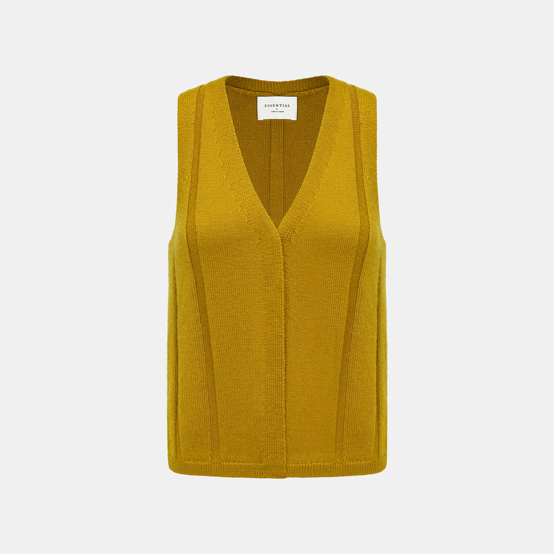 "Autumn Diary" 100% Cashmere V-neck vest - Mustard